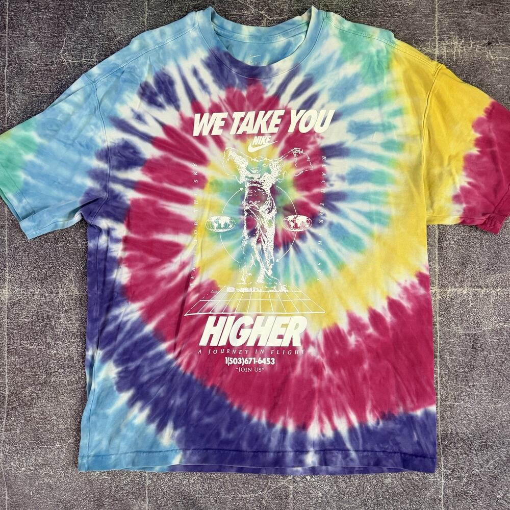 Men's Nike Sportswear Vibe Tie Dye We Take You Higher Oversized T Shirt Tee Sz M